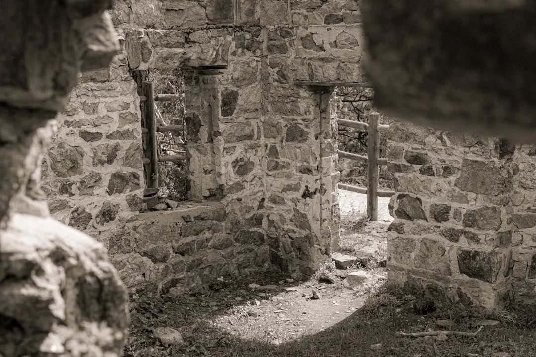 a stone building with a staircase